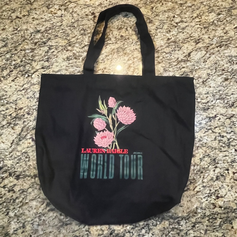 Lauren Daigle 2020 World Tour Black Tote Bag Floral Zippered Concert Merch